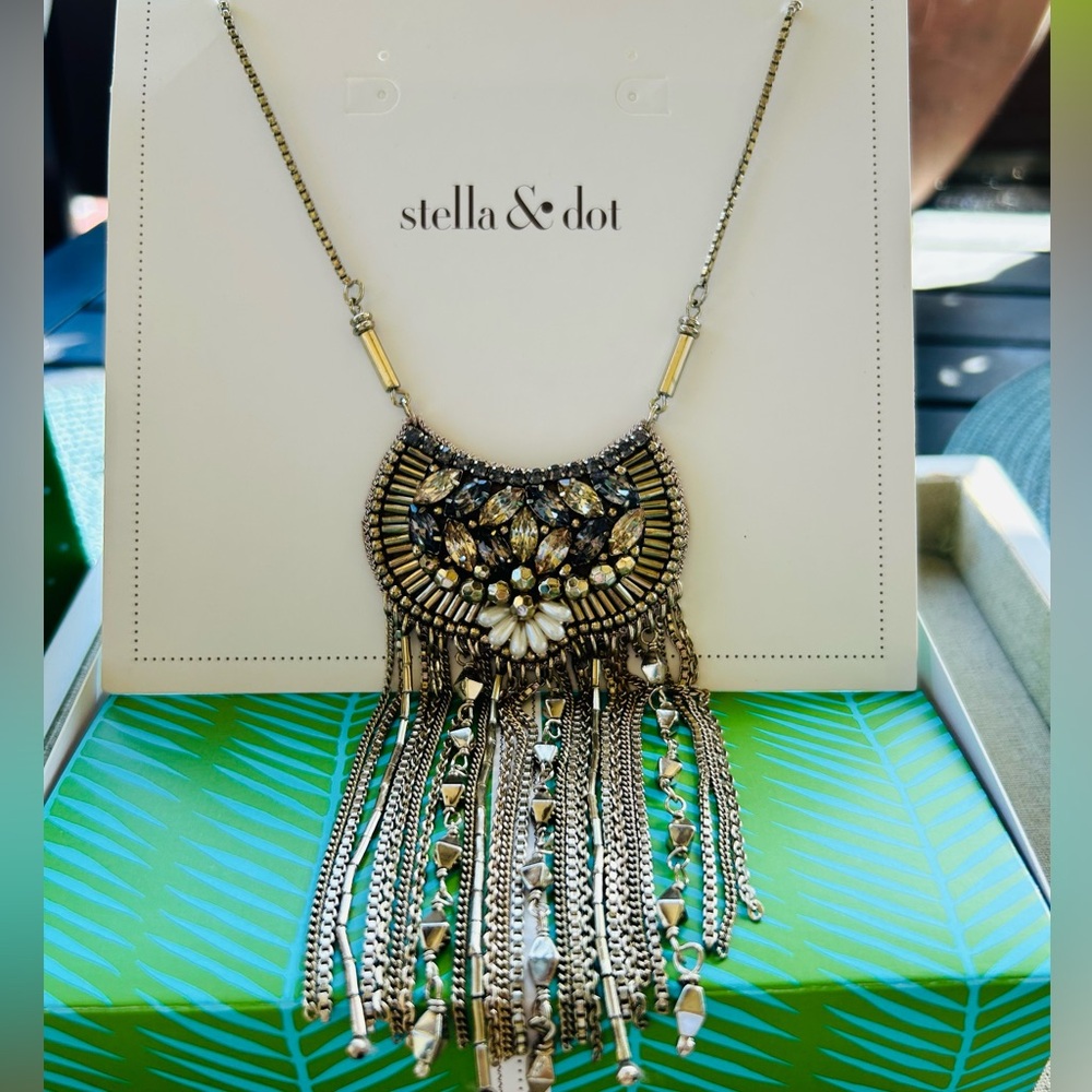 ✨ Stella & Dot “Analena” Sparkle Fringe Pendant Necklace | New Sample w/ Box ✨